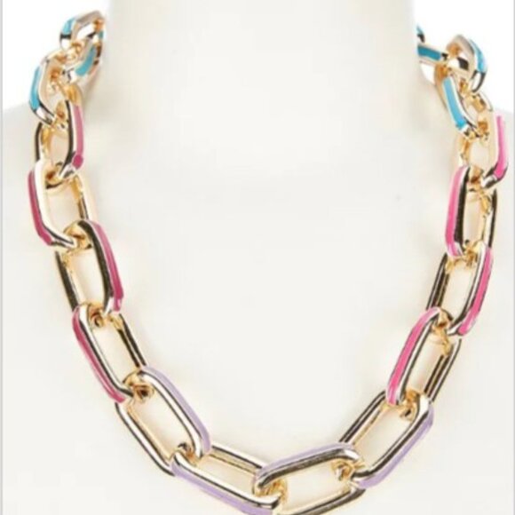 Color Edge Link Statement Necklace. NWT - Picture 2 of 4